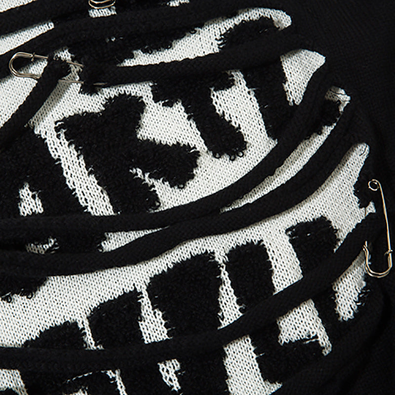 Heavy Industry Ripped Hollow-out Round Neck Sweater Bf Idle Style