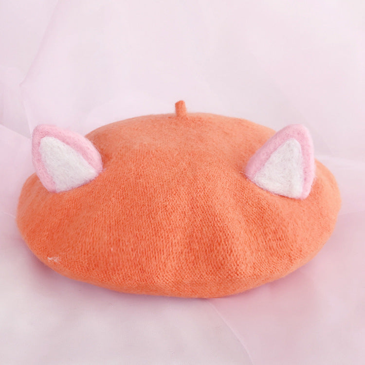Women's Fashion Wool Tweed Soft And Cute Cat Ears Hat