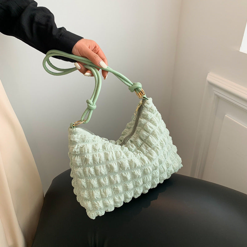 Women's Simple Gentle Elegant Pleated Underarm Messenger Bag
