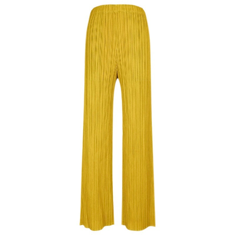 Women's Solid Color Casual Pleated Slim-fit Wide-leg Pants