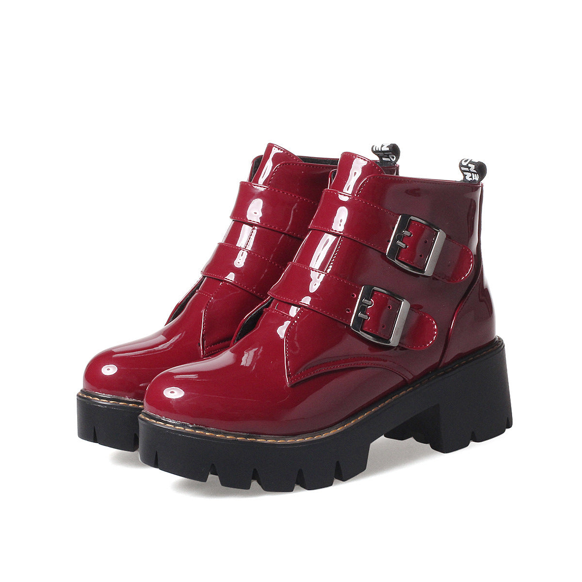 College Style Women's Boots With Square Heel Mid-heel Low-top Martin Boots