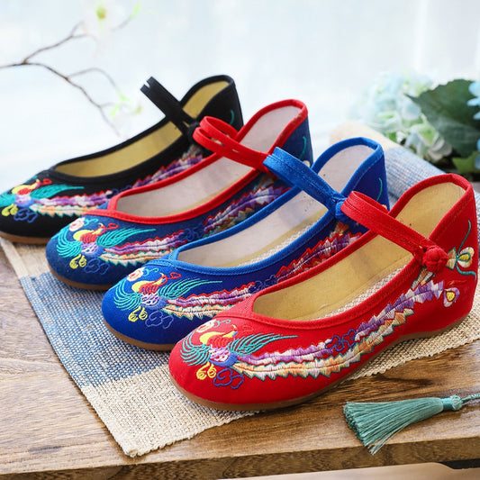 Beef Tendon Bottom Embroidered Cotton Shoes Shallow Mouth Ethnic Style