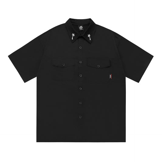 Pocket Shirt Plus Size Loose Embroidered Work Clothes Shirt