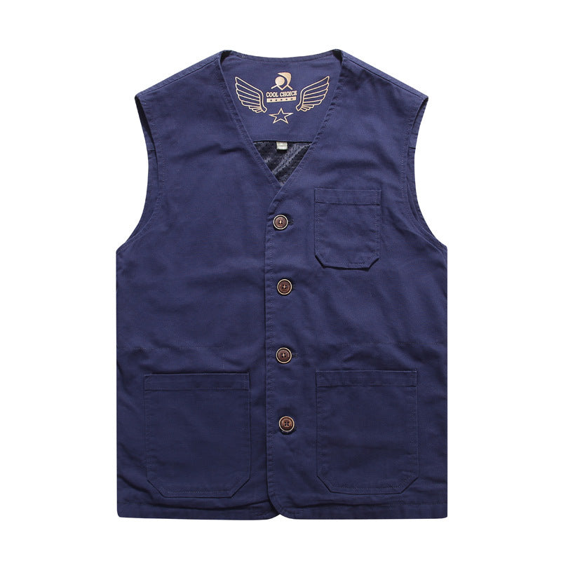 Pure Cotton V-neck Vest For Middle-aged And Elderly Casual