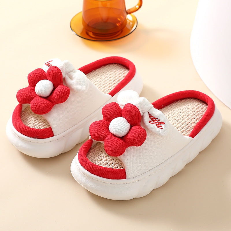 Non-slip Thick Bottom Cotton Stepping On Shit-feeling Linen Slippers
