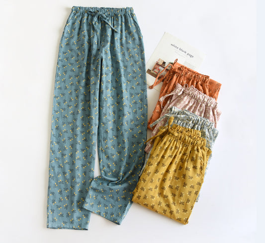 New Pure Cotton Double-layer Gauze Women's Pajama Pants