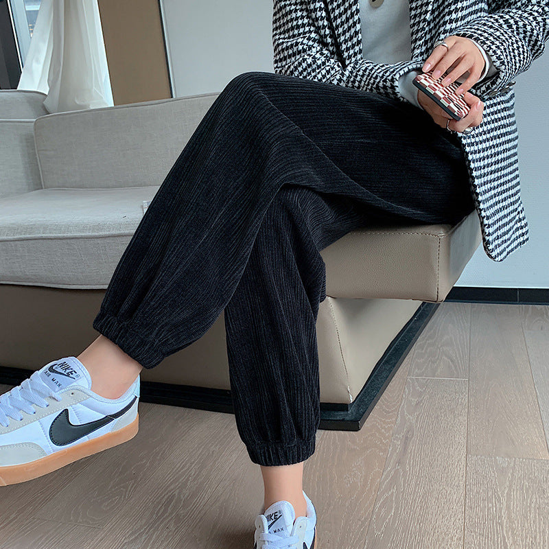 Padded Chenille Casual Corduroy Trousers