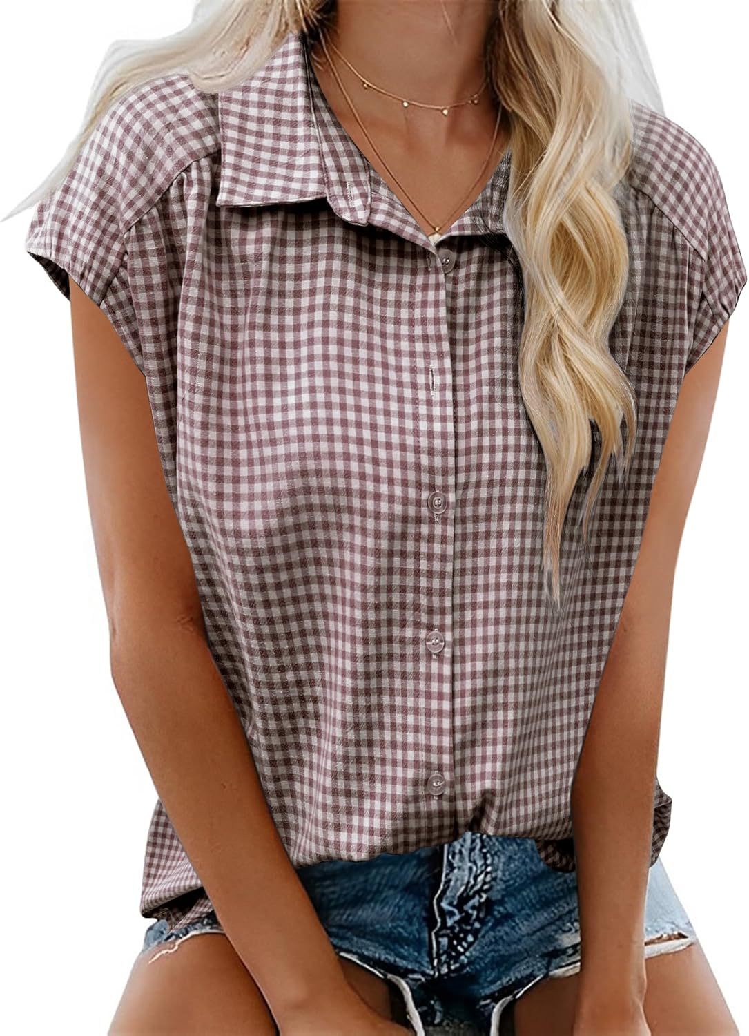 New Button-down Short-sleeve Casual Plaid Shirt