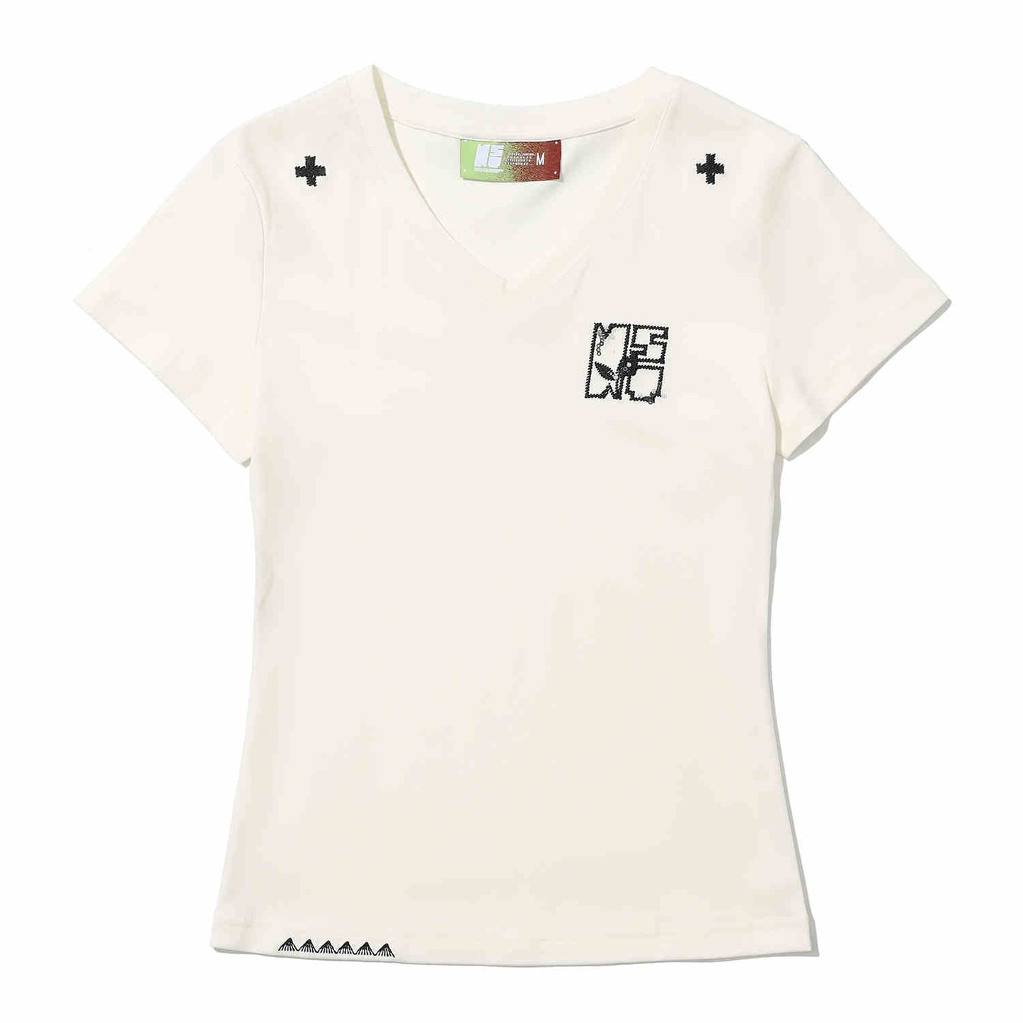 New Summer Sequin Lines All-match V-neck Slim-fit Short-sleeved