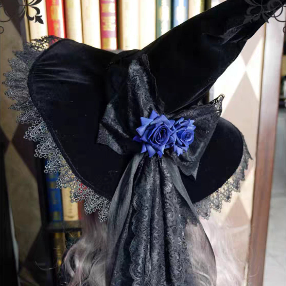 Halloween tyk fløjl blonde lang streamer kvindelig troldmandshat
