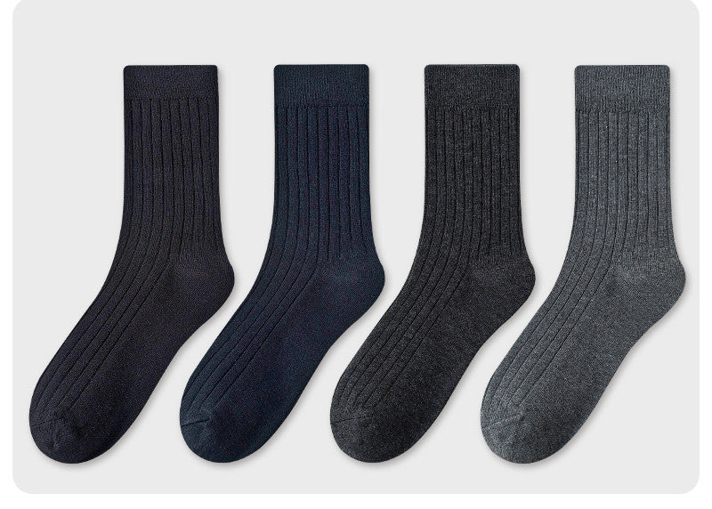 Men's Socks In Tube Pure Cotton Deodorant Solid Color