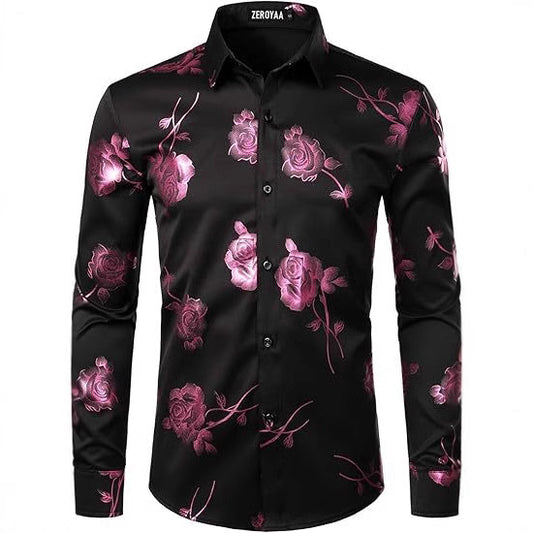 Guldroseprint Slim Fit Langærmet Formel Skjorte