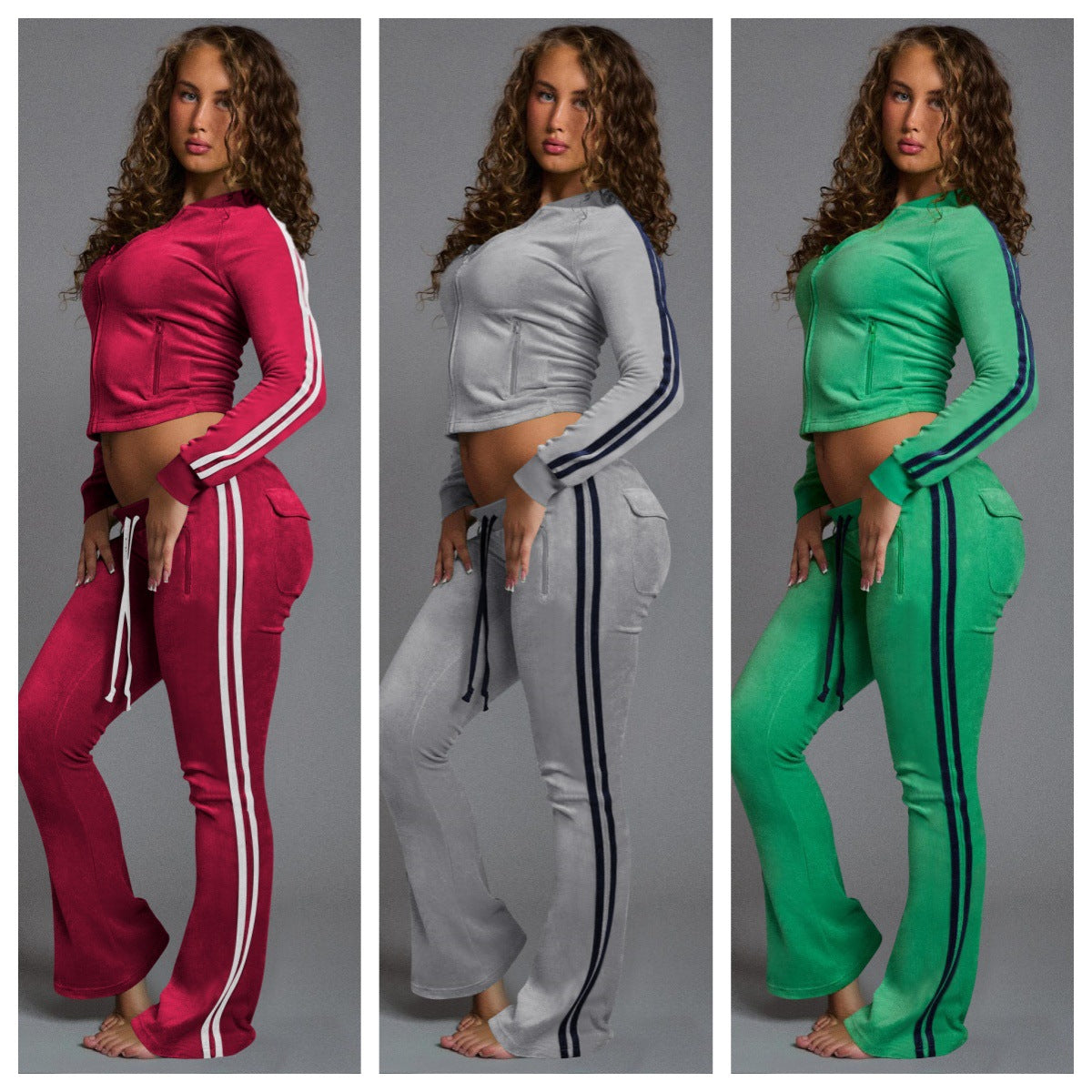 Stylish Casual Solid-color Two-piece Set With Drawstrings