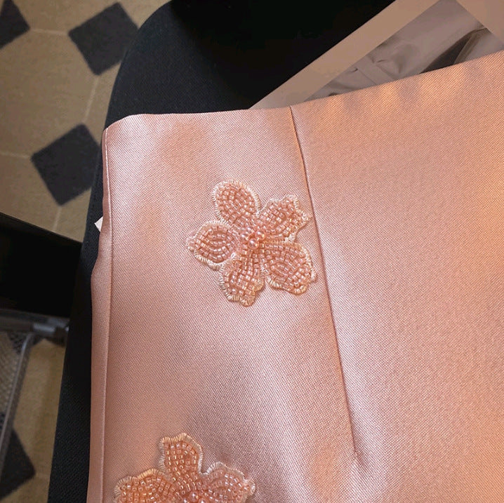 Embroidery Beads Flower Slim-fit Slimming Sheath Skirt For Women Summer