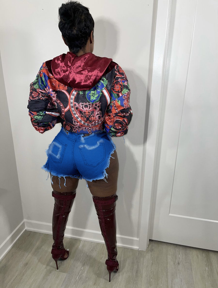 Women's Frayed Ripped Stretch Denim Shorts