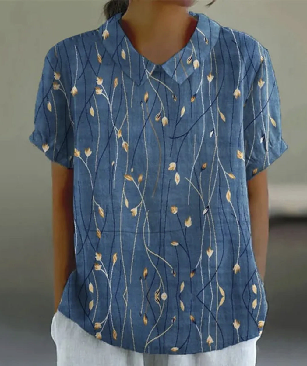 Womens 3D-printed T-shirt Polo Top