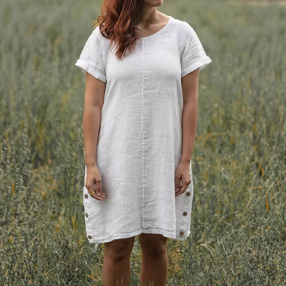 Round-neck Loose-fitting Figure-flattering Casual Dress
