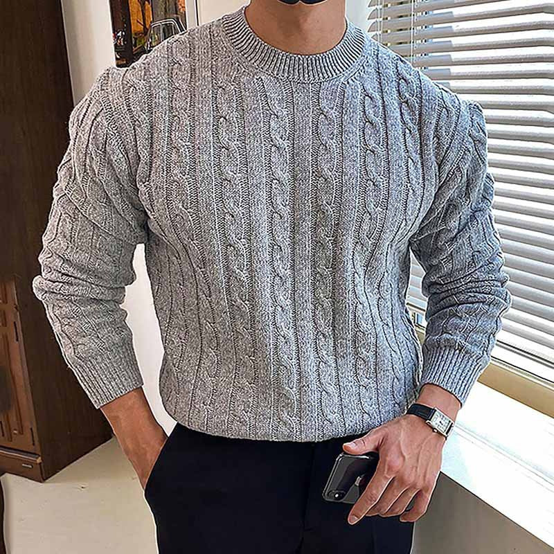 Efterår og vinter ny varm tyk nål rullekrave sweater til mænd
