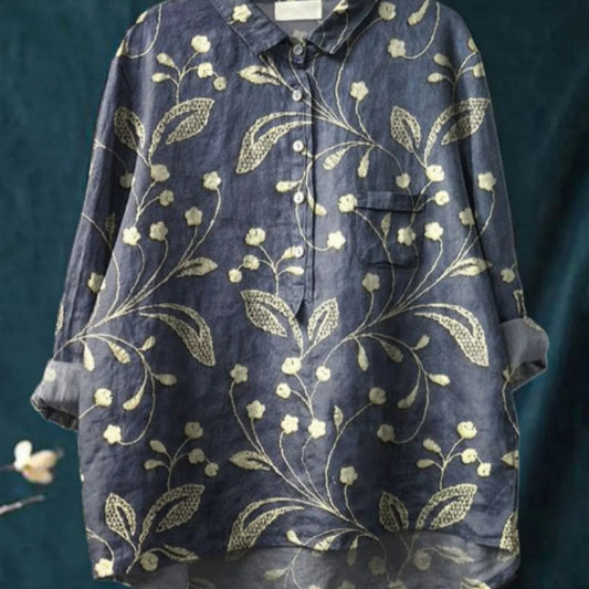 Women's Floral Long Sleeve Shirt Printing Shirt Collar Daily Casual Top