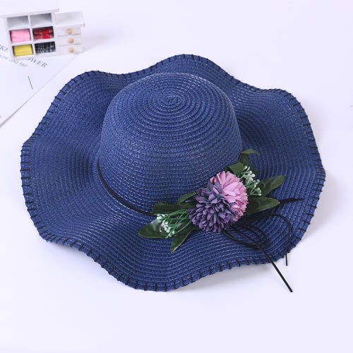 Women's Temperament Sun Hat With Large Edge Simulation Flower