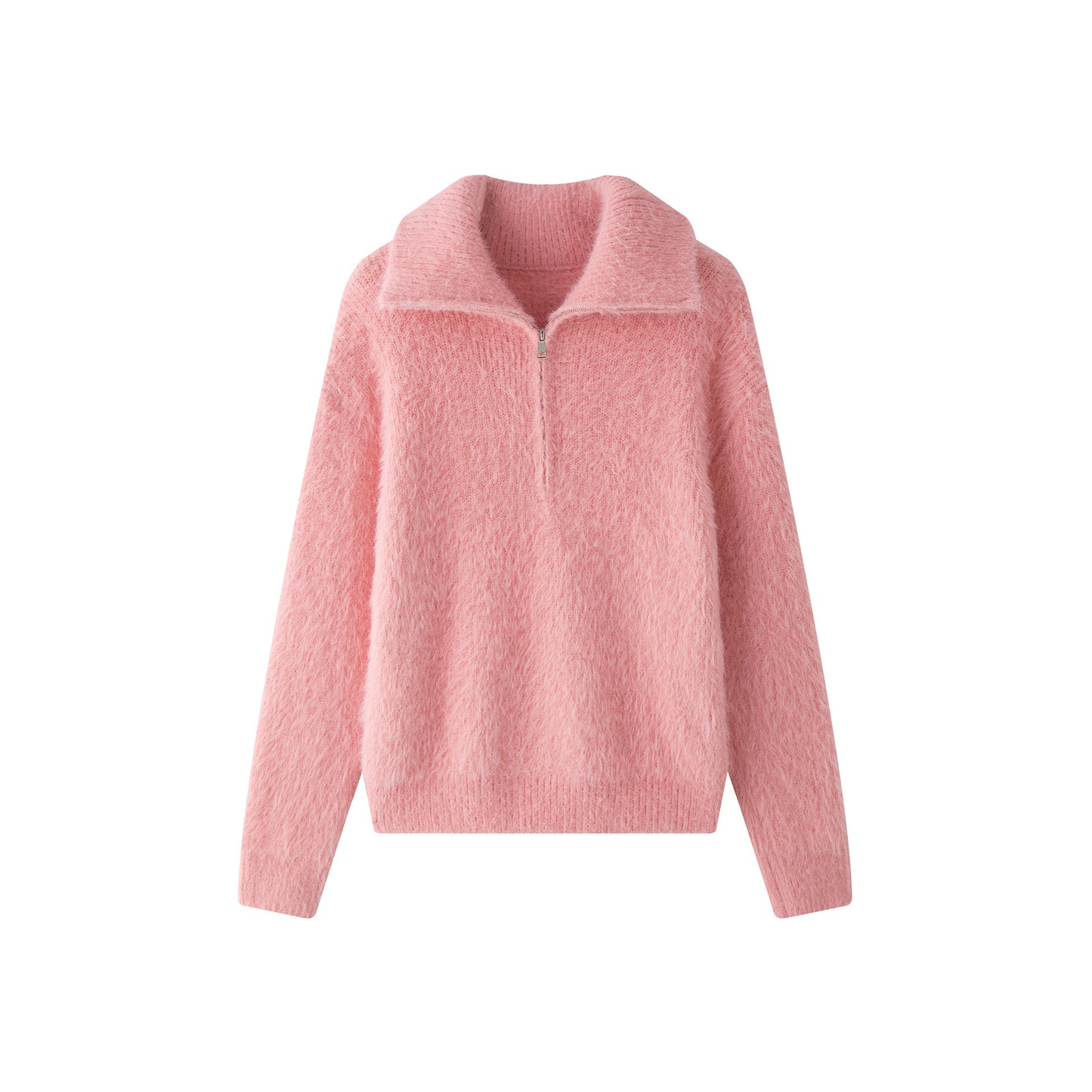 Korean-style Relaxed Faux Mink High-neck Sweater Top