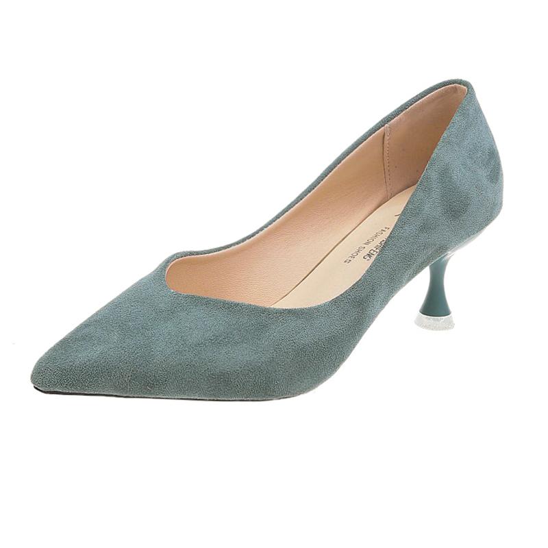 Single Mid-heel Suede Soft-soled High-heeled Shoes