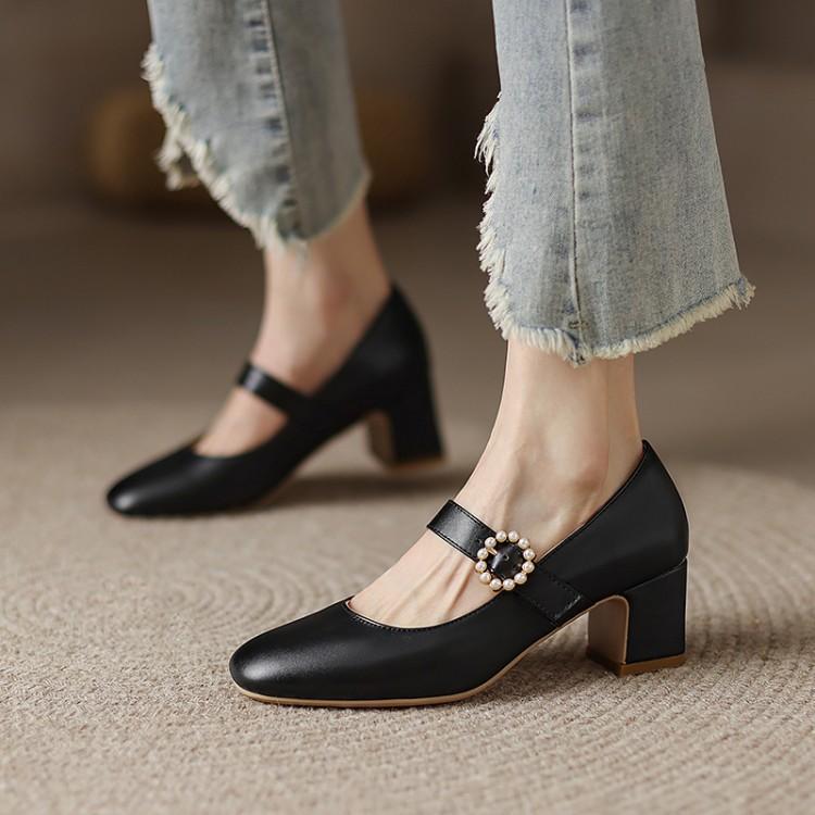 Medium Heel Mary Jane Shoes Retro Small Size 31 High Heels 32 Large Size Shoes
