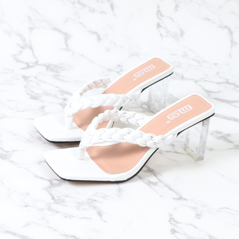 Summer New Style European And American Crystal Heel Comfortable Flip Flops
