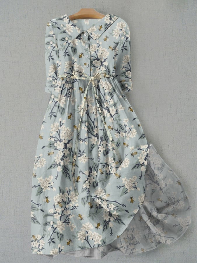 Womens Versatile Printed Casual Long Dress