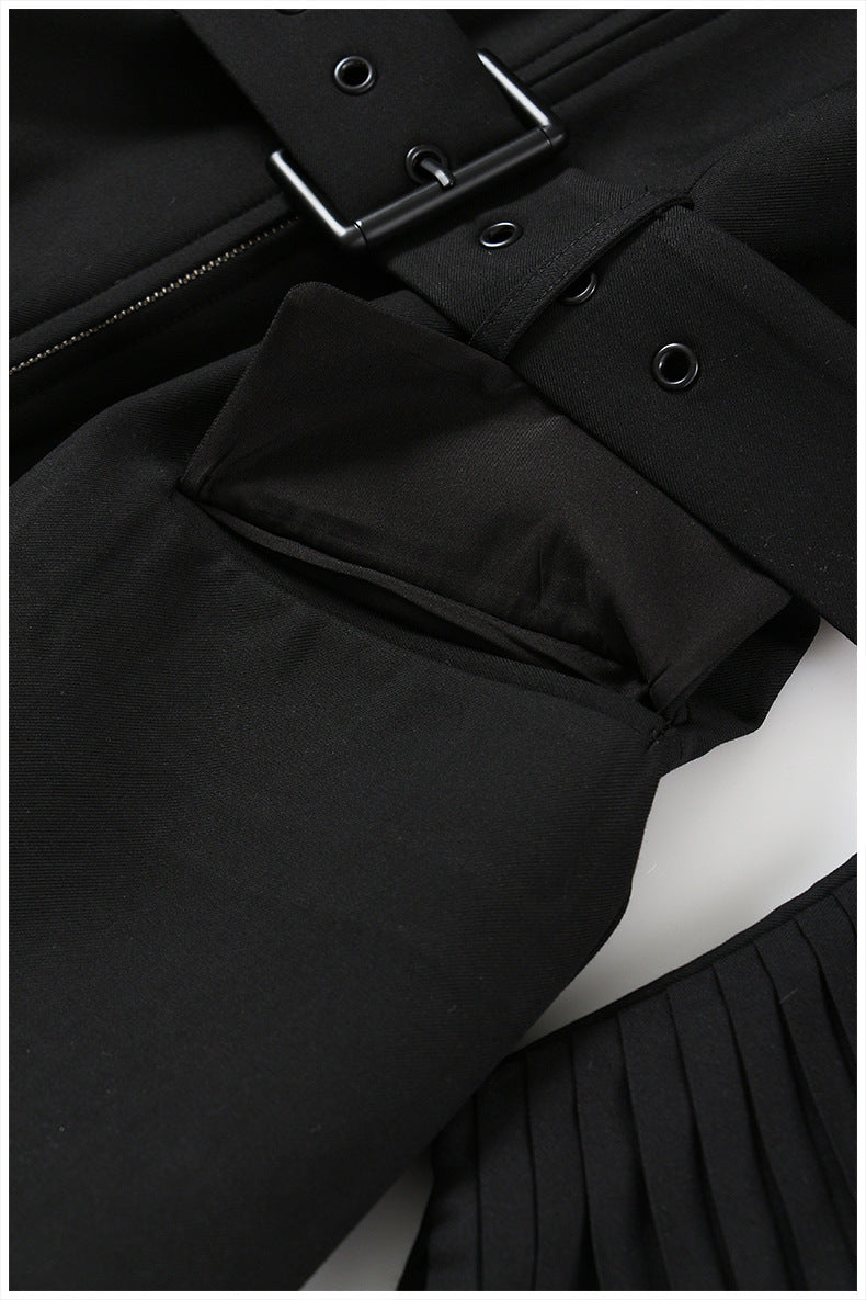 V-neck Heavy Industry Pleated Sleeve Top Waist Coat