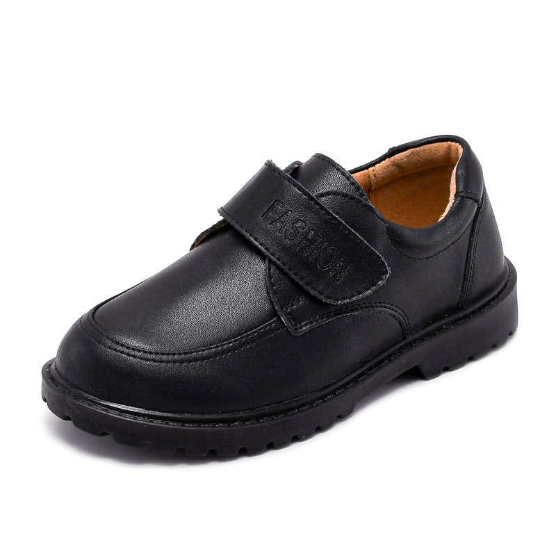 Boys Black Leather Show Children's Black British Style Student Shoes