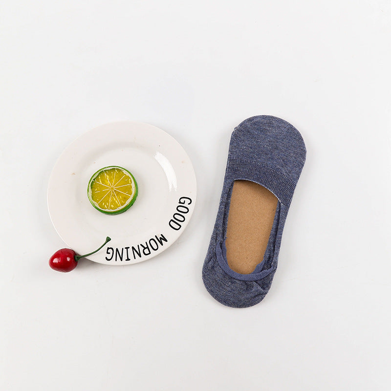 Female Shallow Mouth Invisible 10 Colors Cotton Silicone Socks