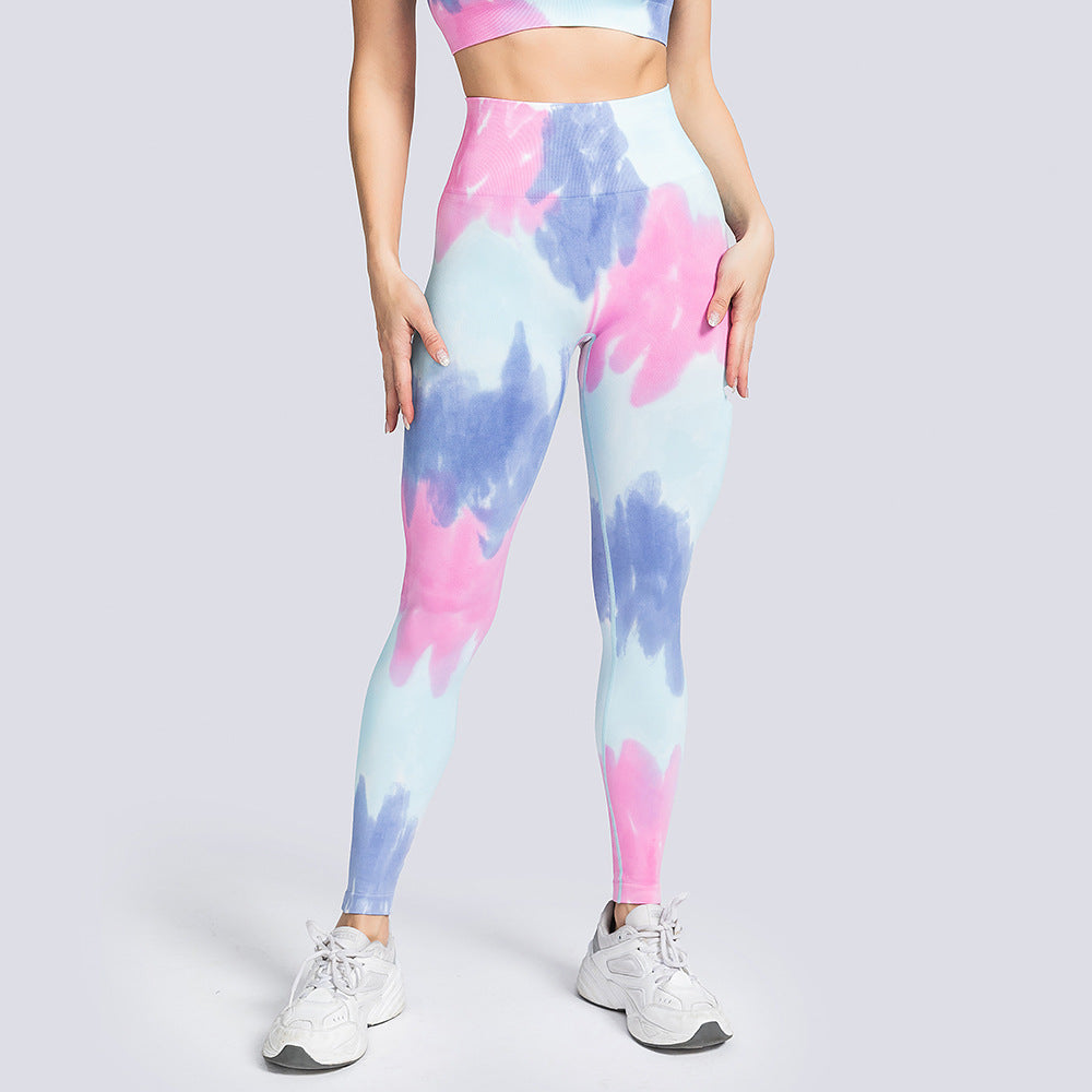 Women's Seamless Knitting Tie Dyed Sweatpants Suit