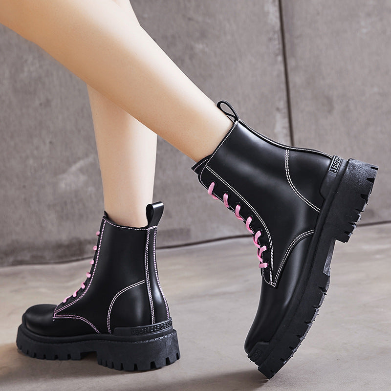 High-top British Style Martin Boots Leather Women's Shoes