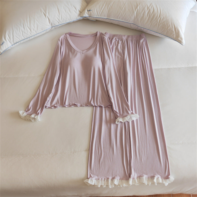 Womens Springautumn Long-sleeve Lightweight Pajama Set