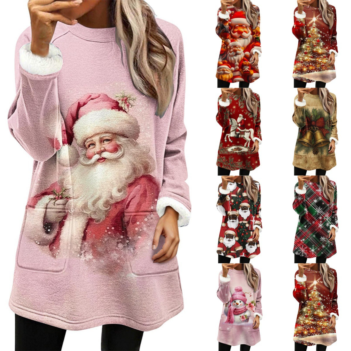 Snowman Digitaltryk Afslappet Løstsiddende Fløjlsweater med Brede Ærmer