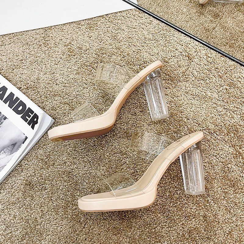 Women's Chunky Heel Transparent Fashion Sandals With High Heels