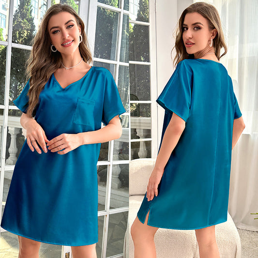 Womens Summer Thin Pajamas Home Wear Long Nightgown