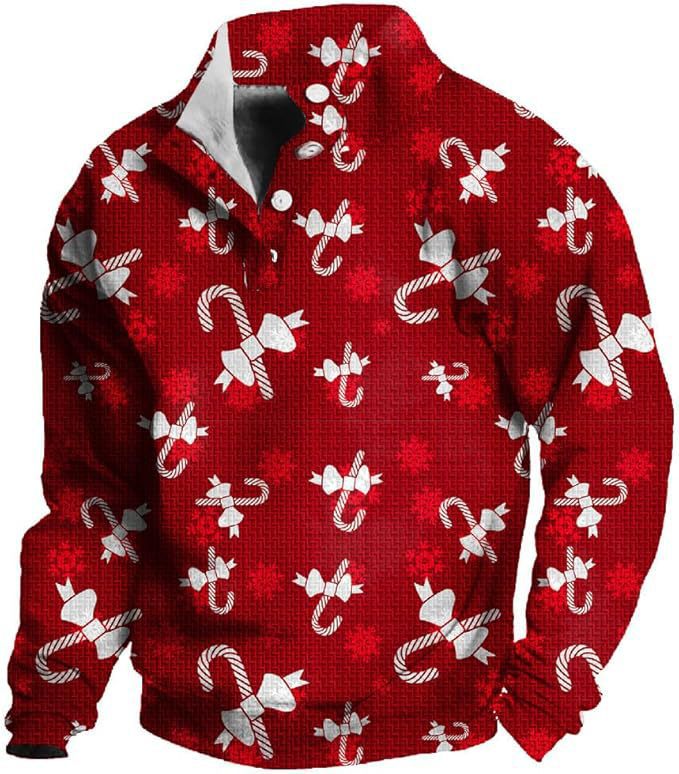 Herre Printet Casual Pullover Sweatshirt med 4 knapper fra Fashion Brand