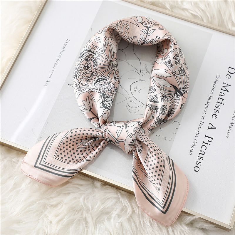 Women's Striped Silk Scarf Color Matching Versatile Printing Silk