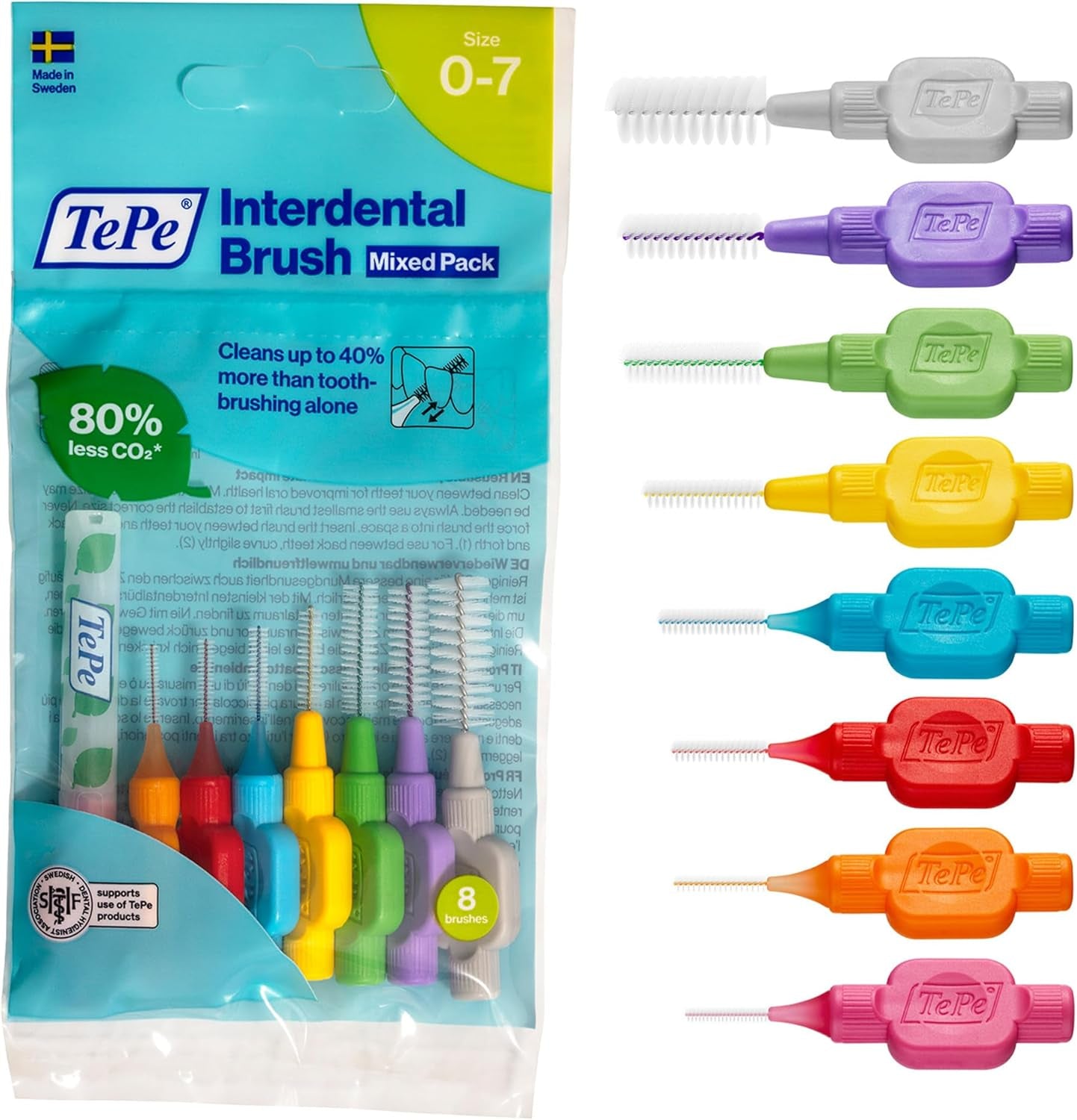 Tepe Interdentalbürste, Original, Grün, 0,8 Mm/Iso 5, 8 Stk., Plaque-Entfernung, Effiziente Reinigung Der Zahnzwischenräume,Für Große Lücken