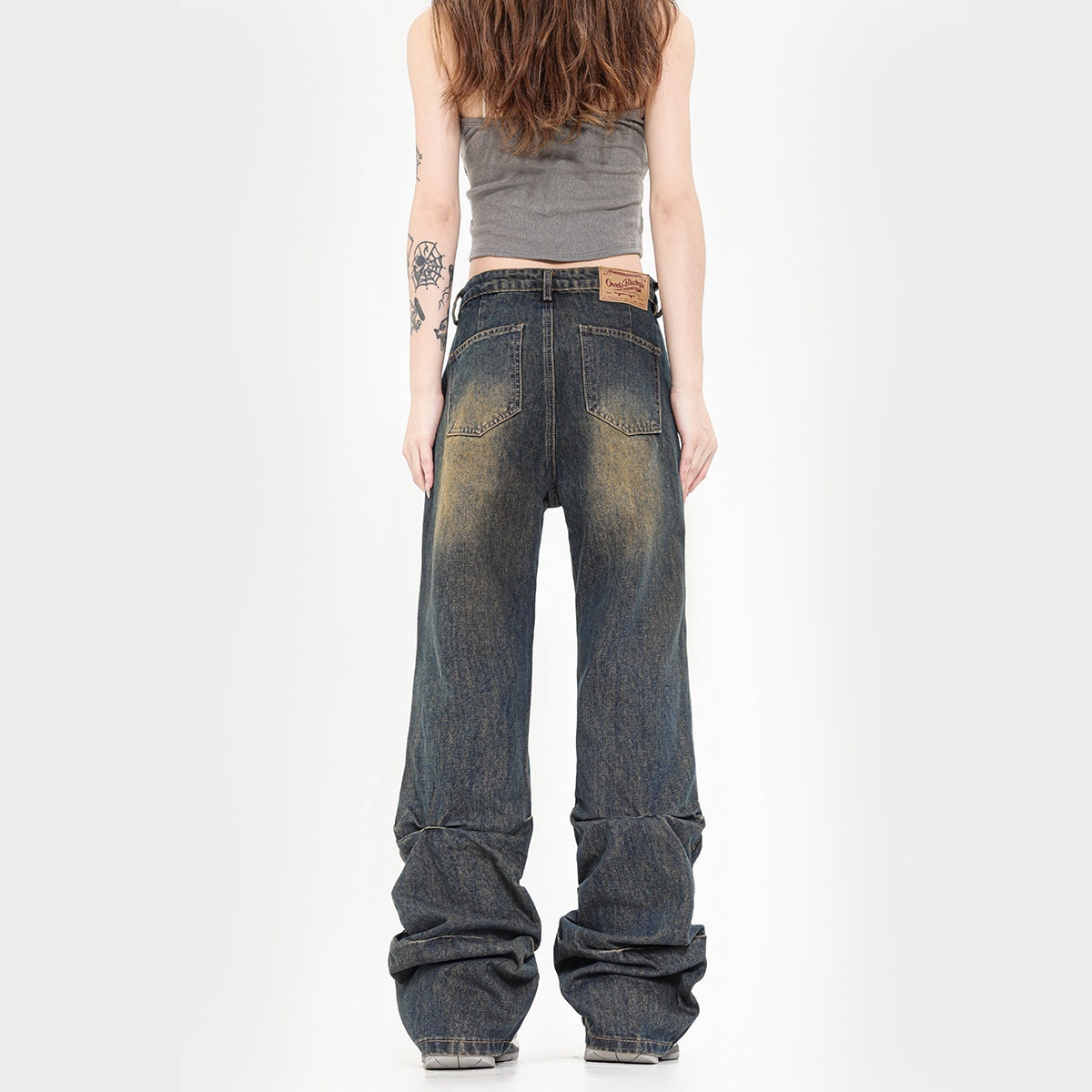 Vintage Crumpled Slim Fit Skinny Jeans For Women