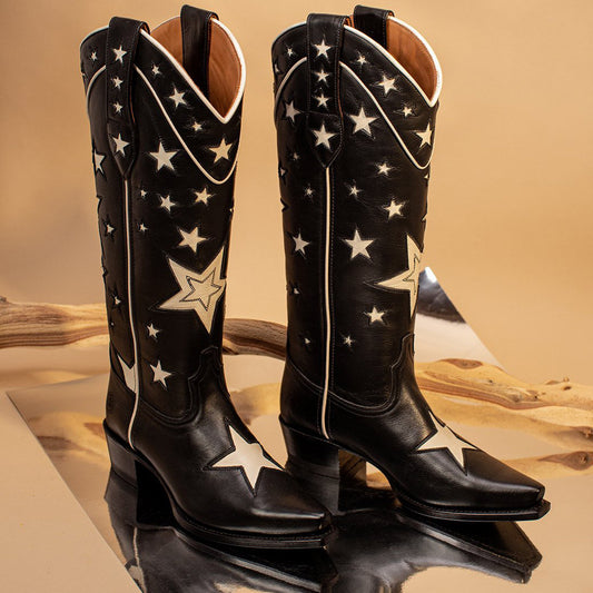 European And American Pointed Toe High Tube All-match Knight Boots