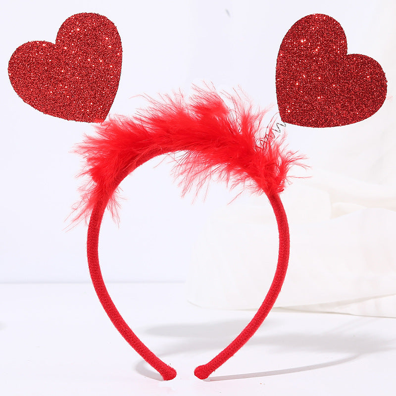 Red Heart Headband Accessories Three-dimensional