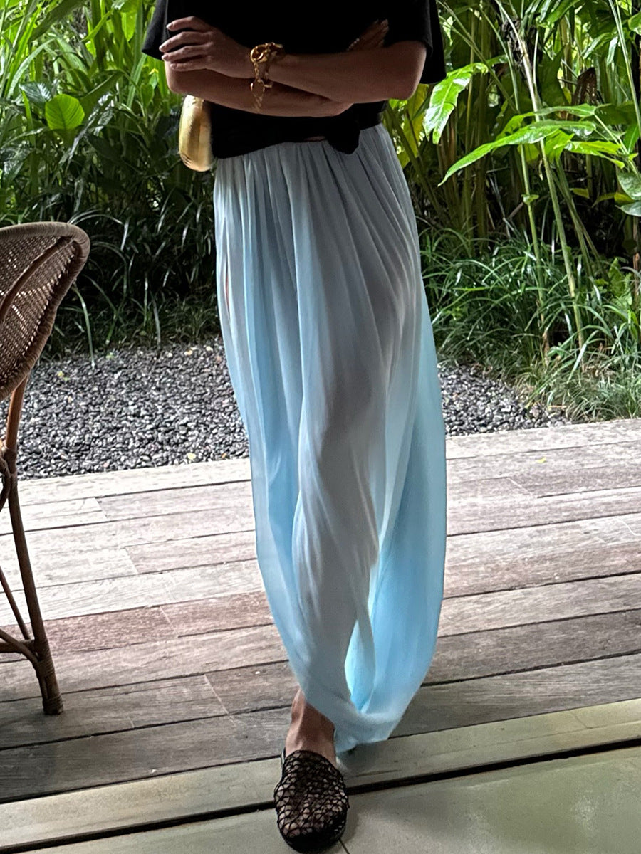 New Stylish Street-Ready Tulip Pleated Draped Split Midi Skirt