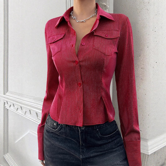 Y2g Hot Girl Style Striped Open Shirt Women's Clothing