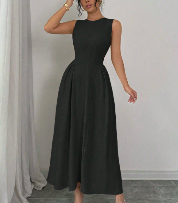 European And American-style Sleeveless Figure-flattering Waist-cinching Dress