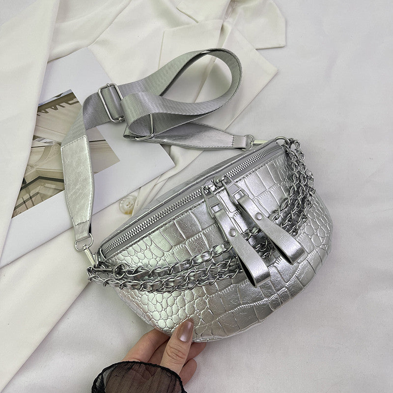 Stone Pattern Messenger Bag Female Temperament Wide Shoulder Temperament