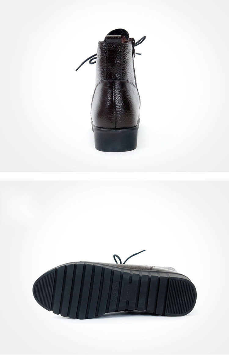 Winter Women's Shoes Leather Non Slip Short Boots Women's Mother's Cotton Shoes Lace Up Snow Boots Women's Warm Shoes Short Boots