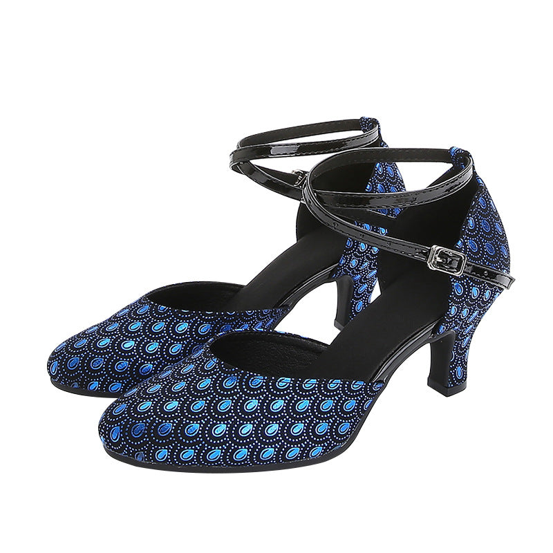 Peacock Pattern Toe Cap Stilettos High Heels
